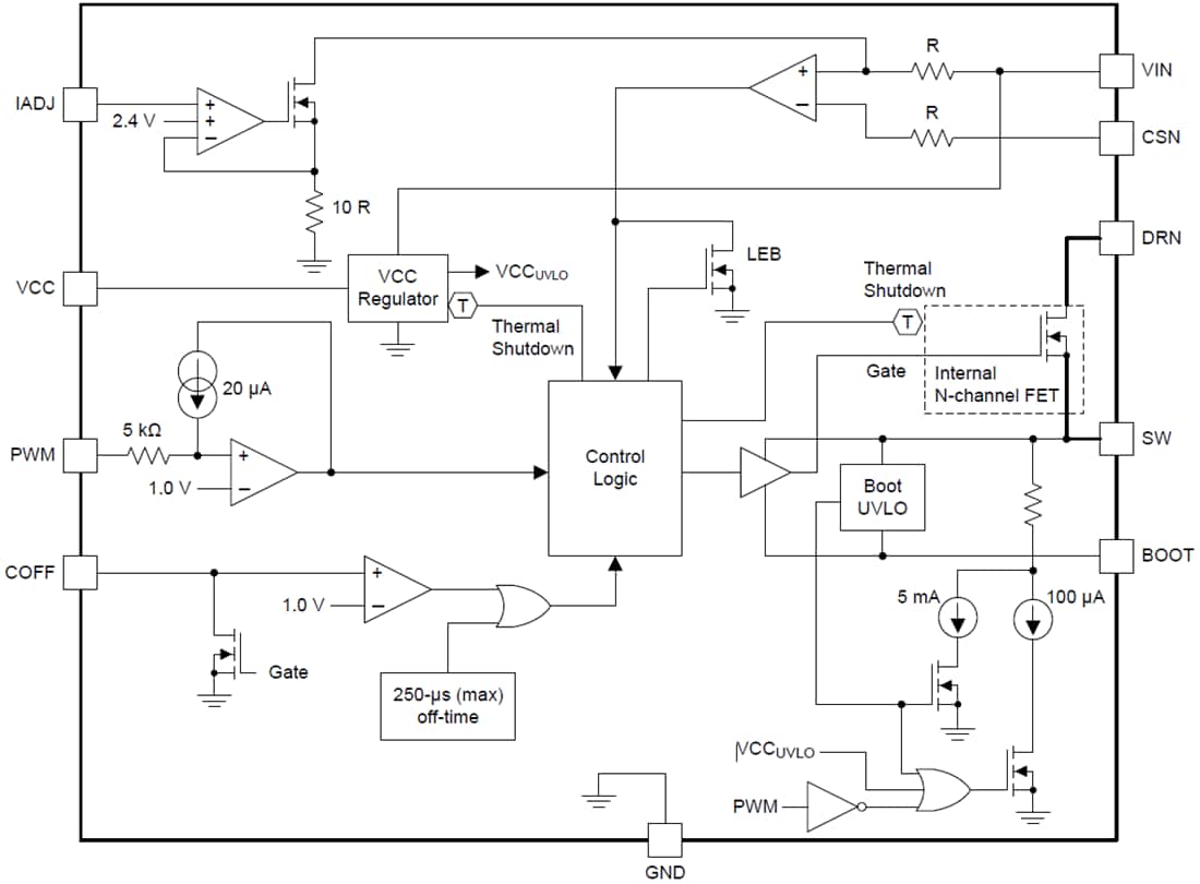 Block Diagram - Texas Instruments TPS92515AHV-Q1 2A LED驱动器