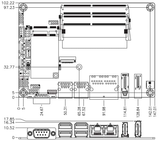 iBASE IB916/IB917 7th Gen Embedded SBC Dimensions and Drawing