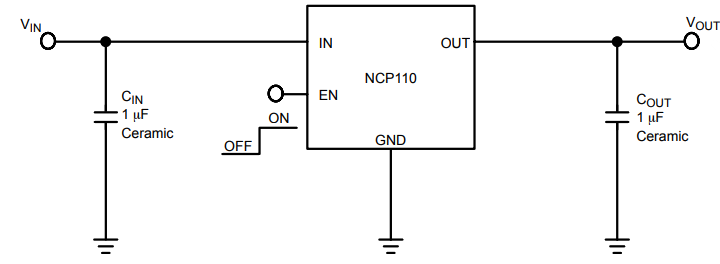 Application Circuit Diagram - ON Semiconductor NCP110线性稳压器